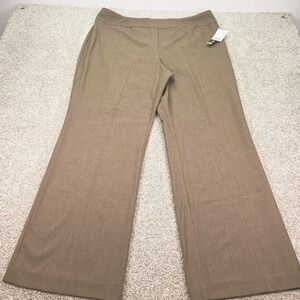 New Briggs New York Womens 18W Dress Pants Taupe Brown Wide Leg High Rise NWT